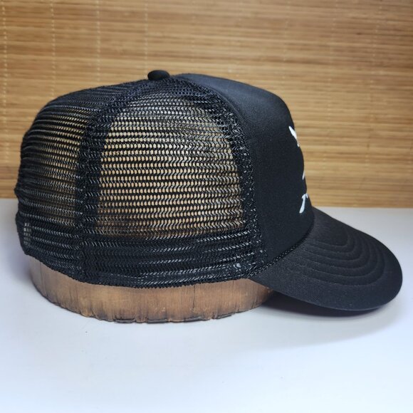 Brooks Pirate Trucker Hat Cap Snapback Mesh Back Black & White 5 Panel Rope - Picture 5 of 9